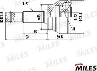 Miles GA20644 - Шарнирный комплект, ШРУС, приводной вал unicars.by