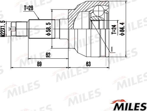 Miles GA20643 - Шарнирный комплект, ШРУС, приводной вал unicars.by