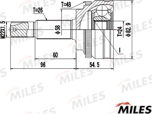 Miles GA20630 - Шарнирный комплект, ШРУС, приводной вал unicars.by