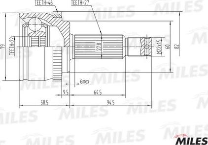 Miles GA20629 - Шарнирный комплект, ШРУС, приводной вал unicars.by