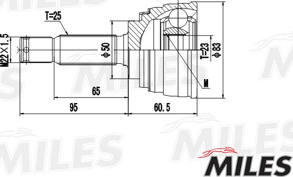 Miles GA20265 - Шарнирный комплект, ШРУС, приводной вал unicars.by