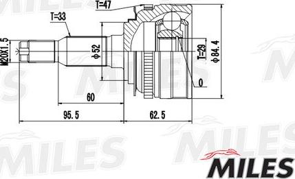 Miles GA20051 - Шарнирный комплект, ШРУС, приводной вал unicars.by