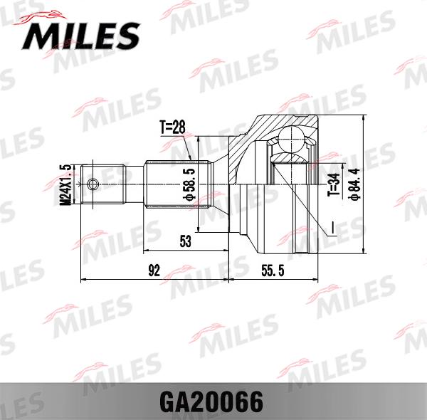 Miles GA20066 - Шарнирный комплект, ШРУС, приводной вал unicars.by