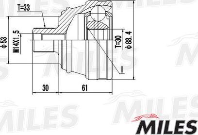 Miles GA20015 - Шарнирный комплект, ШРУС, приводной вал unicars.by