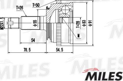 Miles GA20140 - Шарнирный комплект, ШРУС, приводной вал unicars.by