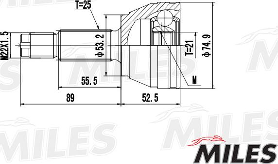Miles GA20110 - Шарнирный комплект, ШРУС, приводной вал unicars.by