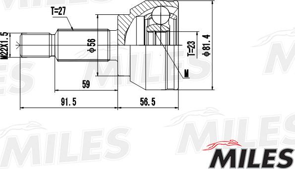 Miles GA20117 - Шарнирный комплект, ШРУС, приводной вал unicars.by