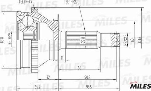 Miles GA20173 - Шарнирный комплект, ШРУС, приводной вал unicars.by