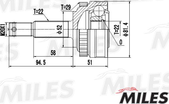 Miles GA20348 - Шарнирный комплект, ШРУС, приводной вал unicars.by