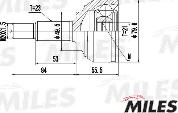 Miles GA20304 - Шарнирный комплект, ШРУС, приводной вал unicars.by