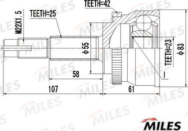 Miles GA20332 - Шарнирный комплект, ШРУС, приводной вал unicars.by