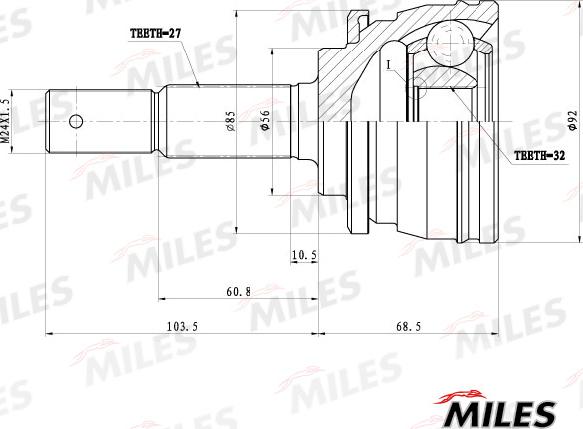 Miles GA20325 - Шарнирный комплект, ШРУС, приводной вал unicars.by