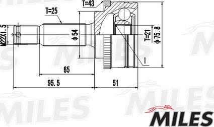 Miles GA20257 - Шарнирный комплект, ШРУС, приводной вал unicars.by