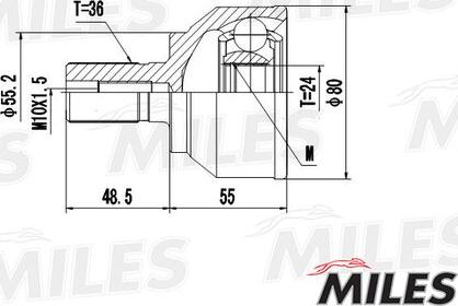 Miles GA20209 - Шарнирный комплект, ШРУС, приводной вал unicars.by