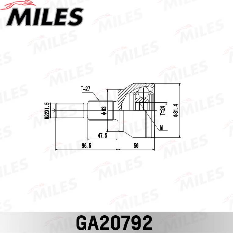 Miles GA20792 - Шарнирный комплект, ШРУС, приводной вал unicars.by