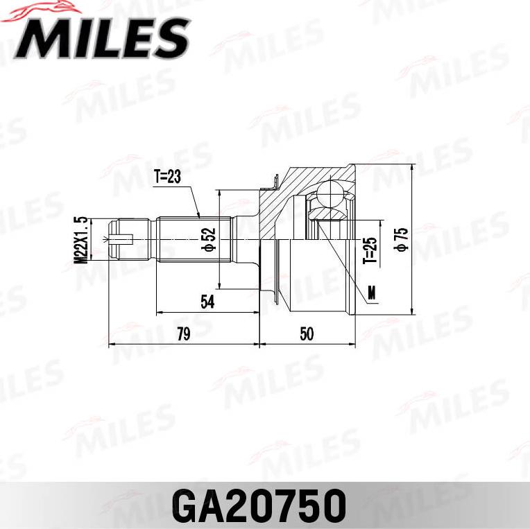 Miles GA20750 - Шарнирный комплект, ШРУС, приводной вал unicars.by