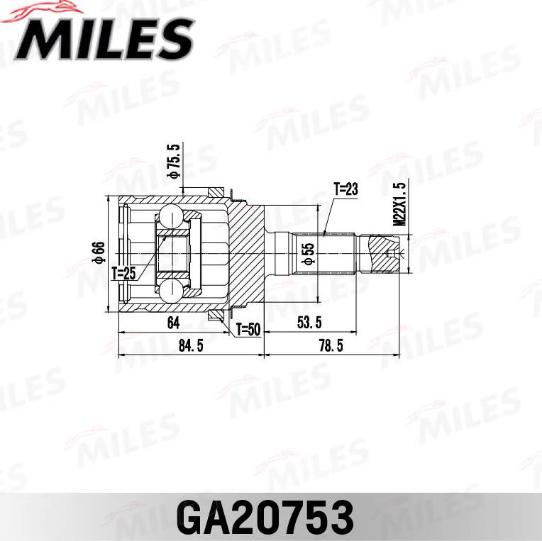 Miles GA20753 - Шарнирный комплект, ШРУС, приводной вал unicars.by