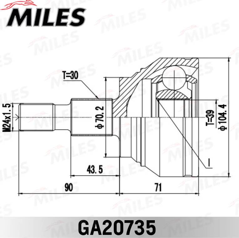 Miles GA20735 - Шарнирный комплект, ШРУС, приводной вал unicars.by