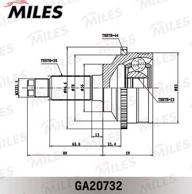 Miles GA20732 - Шарнирный комплект, ШРУС, приводной вал unicars.by