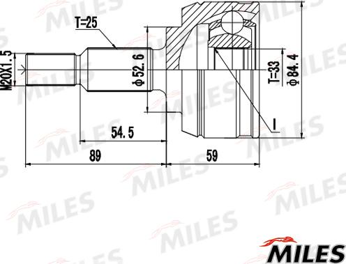 Miles GA20725 - Шарнирный комплект, ШРУС, приводной вал unicars.by