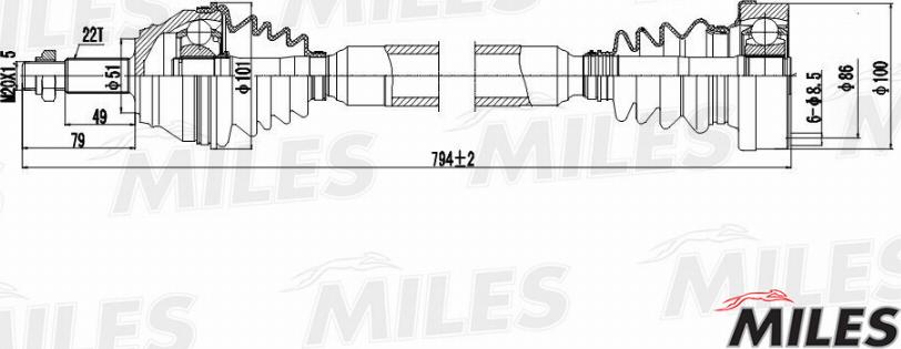 Miles GC02129 - Приводной вал unicars.by