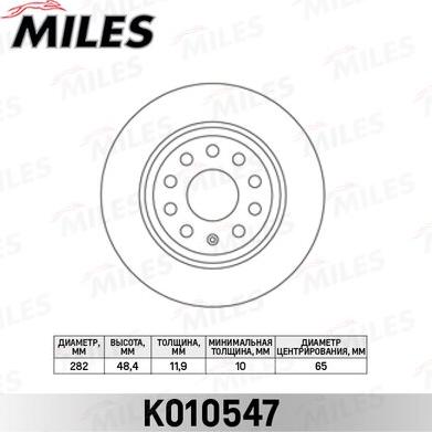 Miles K010547 - Тормозной диск unicars.by