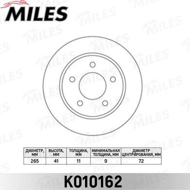 Miles K010162 - Тормозной диск unicars.by