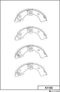 MK Kashiyama K1185 - Комплект тормозных колодок, барабанные unicars.by