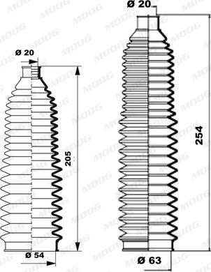 Moog K150232 - Комплект пыльника, рулевое управление unicars.by