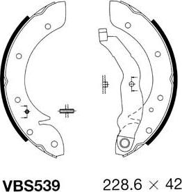 Motaquip VBS539 - Комплект тормозных колодок, барабанные unicars.by