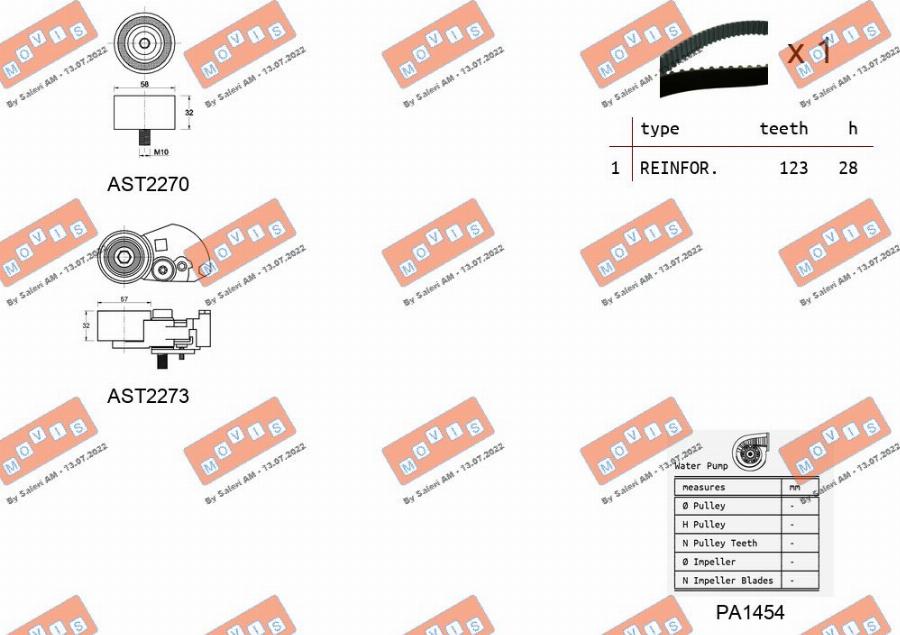MOVIS ASTK1070PA2 - Водяной насос + комплект зубчатого ремня ГРМ unicars.by