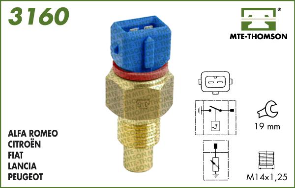 MTE-Thomson 3160 - Датчик, температура охлаждающей жидкости unicars.by