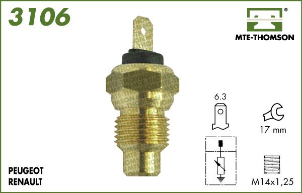 MTE-Thomson 3106 - Датчик, температура охлаждающей жидкости unicars.by