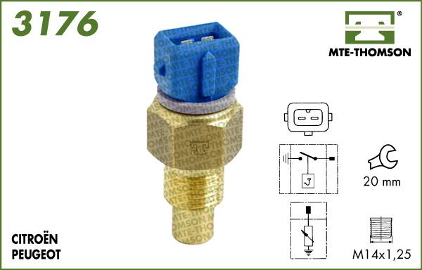 MTE-Thomson 3176 - Датчик, температура охлаждающей жидкости unicars.by