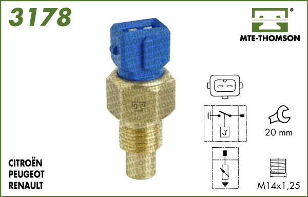 MTE-Thomson 3178.122 - Датчик, температура охлаждающей жидкости unicars.by