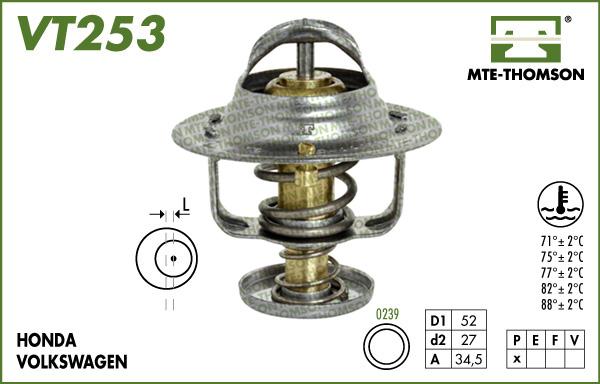 MTE-Thomson VT253.77 - Термостат охлаждающей жидкости / корпус unicars.by