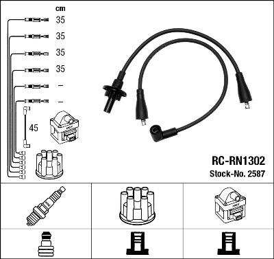 NGK 2587 - Комплект проводов зажигания unicars.by