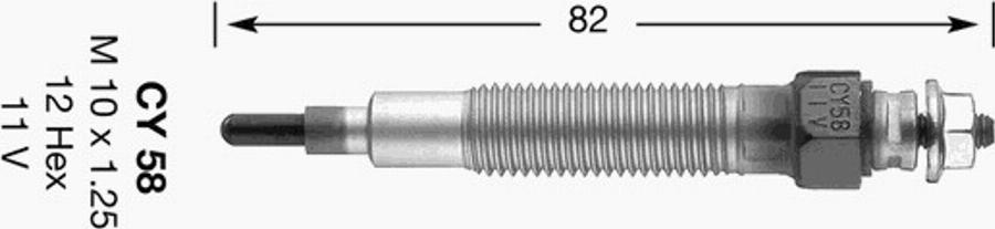 NGK CY58 - Свеча накаливания unicars.by