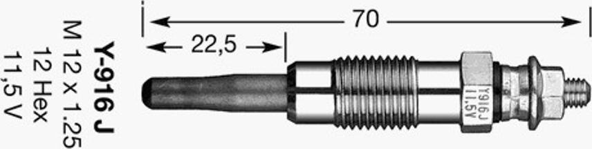 NGK Y-916J - Свеча накаливания unicars.by