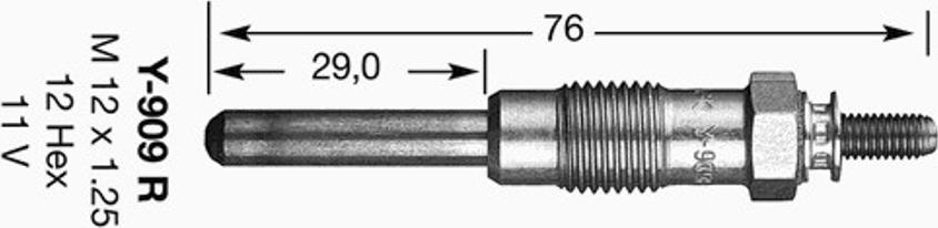 NGK Y-909R - Свеча накаливания unicars.by