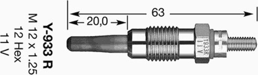 NGK Y-933R - Свеча накаливания unicars.by