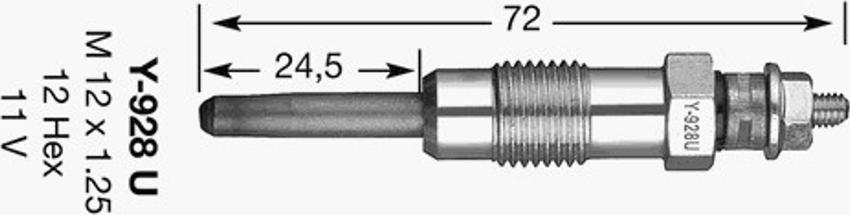 NGK Y-928U - Свеча накаливания unicars.by