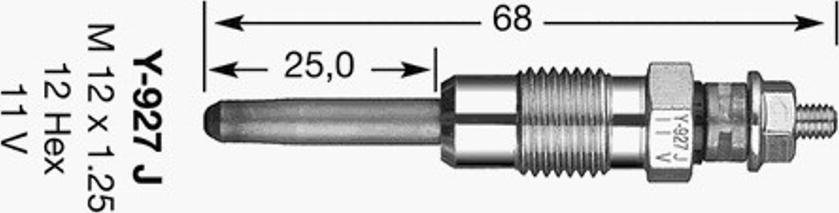 NGK Y-927J - Свеча накаливания unicars.by