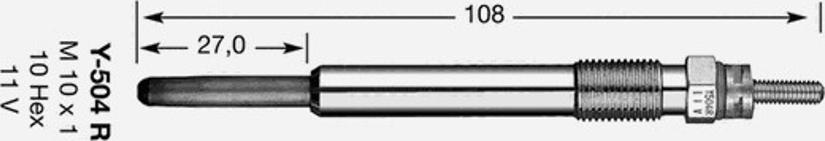 NGK Y-504 R - Свеча накаливания unicars.by