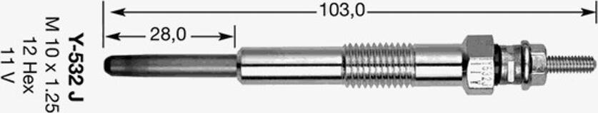 NGK Y-532J - Свеча накаливания unicars.by