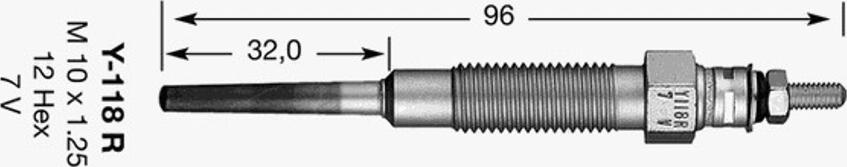 NGK Y-118 R - Свеча накаливания unicars.by