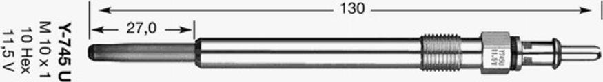 NGK Y-745U - Свеча накаливания unicars.by