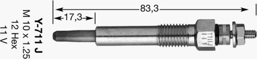 NGK Y-711J - Свеча накаливания unicars.by