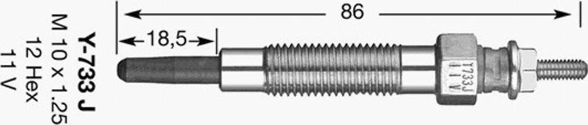 NGK Y-733J - Свеча накаливания unicars.by