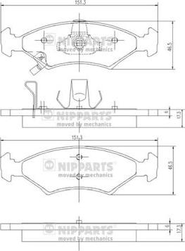 Nipparts J3600301 - Тормозные колодки, дисковые, комплект unicars.by